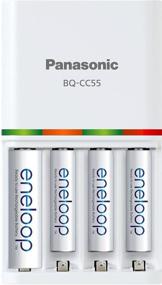 img 1 attached to 🔌 Panasonic K-KJ55M3A4BA Advanced Individual Battery Charger - 3 Hour Quick Charge with 4 AAA eneloop Rechargeable Batteries, White