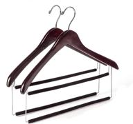 👔 set of 2 premium two-tone wooden suit hangers | velvet pants bar | smooth finish | solid mahogany coat hanger with 360° swivel hook | ideal for camisoles, jackets, pants, and dresses логотип