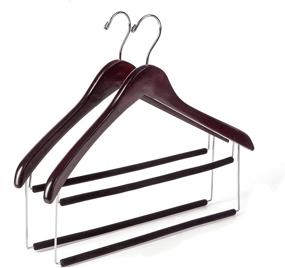 img 4 attached to 👔 Set of 2 Premium Two-Tone Wooden Suit Hangers | Velvet Pants Bar | Smooth Finish | Solid Mahogany Coat Hanger with 360° Swivel Hook | Ideal for Camisoles, Jackets, Pants, and Dresses