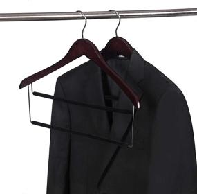 img 3 attached to 👔 Set of 2 Premium Two-Tone Wooden Suit Hangers | Velvet Pants Bar | Smooth Finish | Solid Mahogany Coat Hanger with 360° Swivel Hook | Ideal for Camisoles, Jackets, Pants, and Dresses