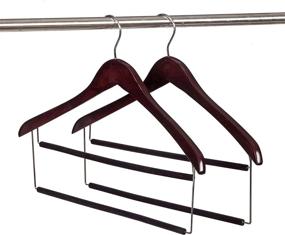 img 2 attached to 👔 Set of 2 Premium Two-Tone Wooden Suit Hangers | Velvet Pants Bar | Smooth Finish | Solid Mahogany Coat Hanger with 360° Swivel Hook | Ideal for Camisoles, Jackets, Pants, and Dresses