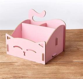 img 4 attached to Whimsical Pink DIY Wooden Cute Cat Pen Pencil Holder and Desk Organizer - Perfect for Home and Office