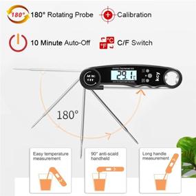 img 3 attached to 🥩 KCY Waterproof Digital Instant Read Meat Thermometer: Folding Probe, Backlight & Calibration Bottle Opener for Kitchen, Cooking, Grilling, BBQ, Liquids, Beef - Black