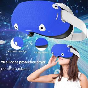 img 3 attached to 🐢 Синяя защитная обложка "Front Face Protector Cover" для аксессуаров гарнитуры Oculus Quest 2, защищает от столкновений и царапин.