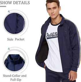 img 1 attached to 👕 Ultimate Comfort and Style: Men's Full-Zip Sweatshirt Jogger Sweatpants Tracksuit for Warm Sports and Gym Training