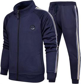 img 4 attached to 👕 Ultimate Comfort and Style: Men's Full-Zip Sweatshirt Jogger Sweatpants Tracksuit for Warm Sports and Gym Training