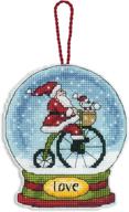 🎅 dimensions counted cross stitch love santa snow globe christmas ornament kit for festive decorations, 3.75'' w x 4.5'' h logo