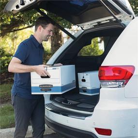 img 1 attached to 🗄️ Bankers Box Store/File Medium Duty Storage Boxes with String & Button – 20-Pack (070409): Convenient Letter Size Containers for Organized Storage, in Elegant White and Blue Design