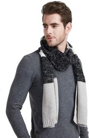 img 1 attached to 🧣 Men's Accessories: Cashmere Scarf with Fashionable Striped Design