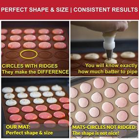img 1 attached to 🍪 Macaron Baking Kit 8 PCS with Silicone Baking Mats - Ideal for Beginners, Includes Printed Baking Guide - Macaroon Mats with Ridged Circles for Effortless Piping - Essential Macaroon Baking Supplies