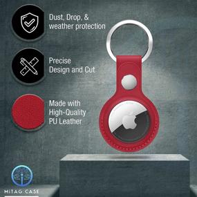 img 3 attached to 🔴 Red PU Leather MiTAG Case: Airtag Keyring Finder & Protective Cover