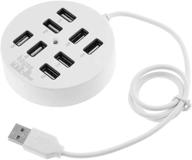 kdl usb 8 ports box multi data transmission usb 2.0 hub: efficient multi-port charger adapter with led for usb devices, phone, usb flash disk, pc, tablet - white logo