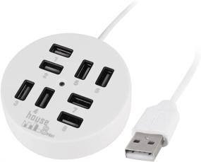 img 1 attached to KDL USB 8 Ports Box Multi Data Transmission USB 2.0 Hub: Efficient Multi-Port Charger Adapter with LED for USB Devices, Phone, USB Flash Disk, PC, Tablet - White