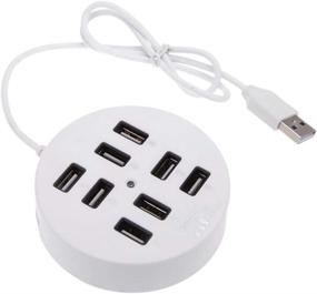 img 3 attached to KDL USB 8 Ports Box Multi Data Transmission USB 2.0 Hub: Efficient Multi-Port Charger Adapter with LED for USB Devices, Phone, USB Flash Disk, PC, Tablet - White