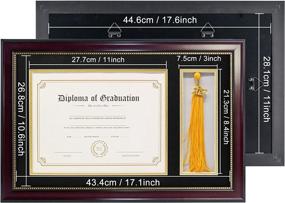 img 1 attached to 🖼️ Mahogany Gold Rim GraduatePro 11x17 Diploma Frame with Tassel Holder, Double Mat Black Over Gold, Real Glass - Perfect for 8.5x11 Certificate Shadow Box