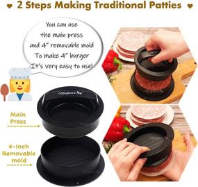 img 1 attached to 🍔 Meykers Burger Press Hamburger Press Patty Maker - with 100 Wax Papers Hamburger Patty Press Burger Mold Non-Stick 3-in-1 for Stuffed Cheeseburger Slider Burger Stuffer Beef Cheese Halal Vegan Grill