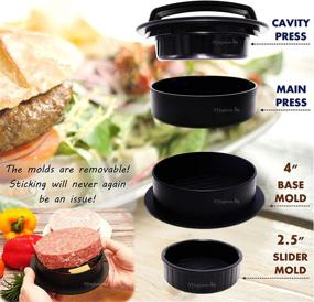 img 3 attached to 🍔 Meykers Burger Press Hamburger Press Patty Maker - with 100 Wax Papers Hamburger Patty Press Burger Mold Non-Stick 3-in-1 for Stuffed Cheeseburger Slider Burger Stuffer Beef Cheese Halal Vegan Grill