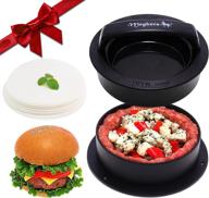 🍔 meykers burger press hamburger press patty maker - with 100 wax papers hamburger patty press burger mold non-stick 3-in-1 for stuffed cheeseburger slider burger stuffer beef cheese halal vegan grill logo