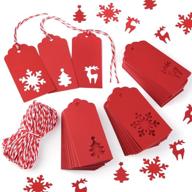 🎁 red kraft paper gift tags with string - set of 150 for christmas wedding favor gift bags, party supplies by zealor logo