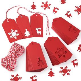 img 4 attached to 🎁 Красные подарочные ярлыки из крафт-бумаги с ниткой - набор из 150 штук для Рождества, свадьбы, сумочек с подарками, праздничных принадлежностей от Zealor.
