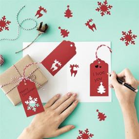 img 2 attached to 🎁 Red Kraft Paper Gift Tags with String - Set of 150 for Christmas Wedding Favor Gift Bags, Party Supplies by Zealor