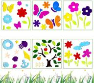 yuesuo 6 pcs window clings gel stickers - nature-themed flowers and butterflies decor for home, office, mirrors logo