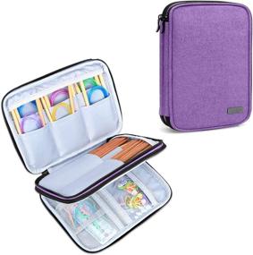 img 4 attached to Luxja Knitting Needles Case - Travel Organizer Bag for Circular, 8 Inches Needles & Accessories (Purple)