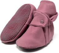 👣 soft and safe organic cotton baby booties with non-skid sole and stay-on feature logo