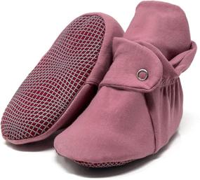 img 4 attached to 👣 Soft and Safe Organic Cotton Baby Booties with Non-Skid Sole and Stay-On Feature