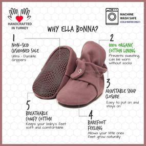 img 2 attached to 👣 Soft and Safe Organic Cotton Baby Booties with Non-Skid Sole and Stay-On Feature