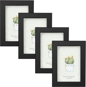 img 4 attached to 🖼️ Enhance Memories with Homuguz Black Wood 4x6 Picture Frame Set - Durable Glass, Versatile Stand, and Scratch Resistant Design