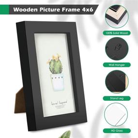 img 1 attached to 🖼️ Enhance Memories with Homuguz Black Wood 4x6 Picture Frame Set - Durable Glass, Versatile Stand, and Scratch Resistant Design