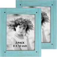 🔷 tneltueb 2 pack turquoise blue distressed wood frame - rustic shabby chic frame - ready to hang or stand - self-stand easel - display 8 x 10 логотип