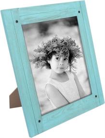 img 2 attached to 🔷 TNELTUEB 2 Pack Turquoise Blue Distressed Wood Frame - Rustic Shabby Chic Frame - Ready to Hang or Stand - Self-Stand Easel - Display 8 x 10