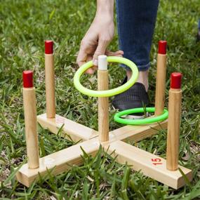 img 1 attached to 🎯 Classic Champion Sports QS1 Wooden Ring Toss Set: Fun and Challenging Game for All Ages