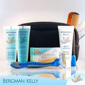 img 2 attached to 🌴 BERGMAN KELLY Sanitary Toiletries Bundle (100 Pcs, 1 oz each) - Tropical Waterfall Scented 4-Piece Set: 25 Rectangular Bar Soap, 25 Shampoo, 25 Conditioner &amp; 25 Body Lotion - Bulk Hotel Guest Amenities Supply