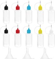 🎨 pack of 10 precision tip applicator bottles, 30ml/1 ounce, translucent & colored tips included, with 3 mini funnels - ideal for diy crafts logo