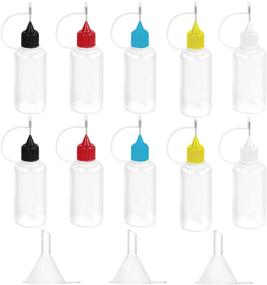 img 4 attached to 🎨 Pack of 10 Precision Tip Applicator Bottles, 30ml/1 Ounce, Translucent & Colored Tips Included, with 3 Mini Funnels - Ideal for DIY Crafts