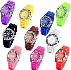 img 4 attached to ⌚ Lancardo Bulk Pack of 10 Silicone Rubber Gel Jelly Women's Wrist Watches