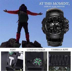 img 1 attached to 🔧 Vikano 6-in-1 Multifunctional Outdoor Gear - Survival Bracelet Watch for Men & Women with Paracord, Whistle, Fire Starter, Compass - Emergency Gear in Black