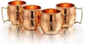 img 2 attached to 🥃 Premium Solid Copper Mugs - Set of 4 (Gift Set) 16 Oz - Handcrafted Hammered Copper Mugs with BONUS Copper Straws & Coasters