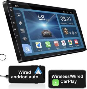 img 4 attached to IYING 10.1 Inch Android Car Stereo with CarPlay & Android Auto: GPS Navigation, WiFi, Bluetooth, FM Radio Receiver, IPS Touchscreen Multimedia Player