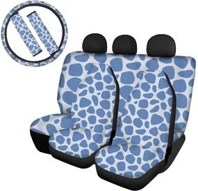 img 4 attached to Upetstory Cobblestone Print Car Seat Covers For Women Aqua SUV Front/Back Beach Bucket Seat Cover With 15Inch Steering Wheel Cover/Seat Belt Shoulder Strap Cushion Universal Fit