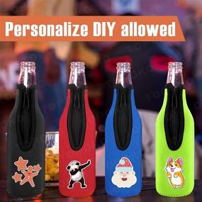 img 2 attached to 🍺 Beer Bottle Insulator Sleeve: Zip-up Bottle Jackets in Assorted Colors | Keeps Beer Cold, Hands Warm | Extra Thick Neoprene with Stitched Fabric Edges | Pack-of-4