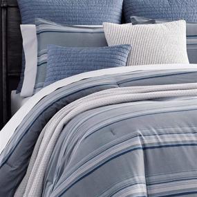 img 1 attached to 🛏️ Nautica Home - Eastbury Collection - Reversible Striped Comforter Set, 100% Cotton Twill, Pre-Washed for Extra Softness, Queen Size, Grey