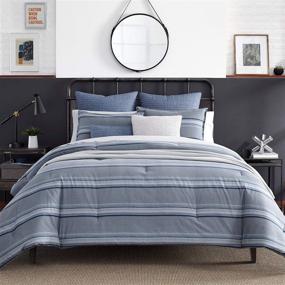 img 3 attached to 🛏️ Nautica Home - Eastbury Collection - Reversible Striped Comforter Set, 100% Cotton Twill, Pre-Washed for Extra Softness, Queen Size, Grey