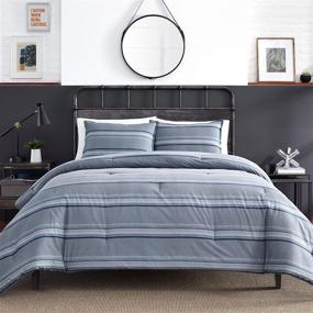 img 2 attached to 🛏️ Nautica Home - Eastbury Collection - Reversible Striped Comforter Set, 100% Cotton Twill, Pre-Washed for Extra Softness, Queen Size, Grey