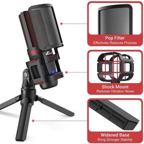 img 1 attached to 🎙️ VeGue USB Microphone with Tripod Stand & Pop Filter for Twitch Streaming, Podcasting, and Recording - Compatible with MAC Laptop or Windows Desktop, VM30