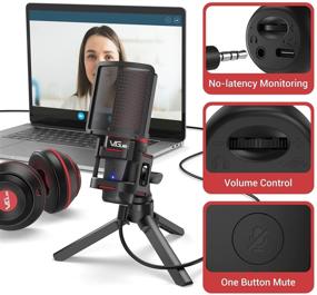img 3 attached to 🎙️ VeGue USB Microphone with Tripod Stand & Pop Filter for Twitch Streaming, Podcasting, and Recording - Compatible with MAC Laptop or Windows Desktop, VM30