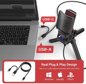 img 2 attached to 🎙️ VeGue USB Microphone with Tripod Stand & Pop Filter for Twitch Streaming, Podcasting, and Recording - Compatible with MAC Laptop or Windows Desktop, VM30